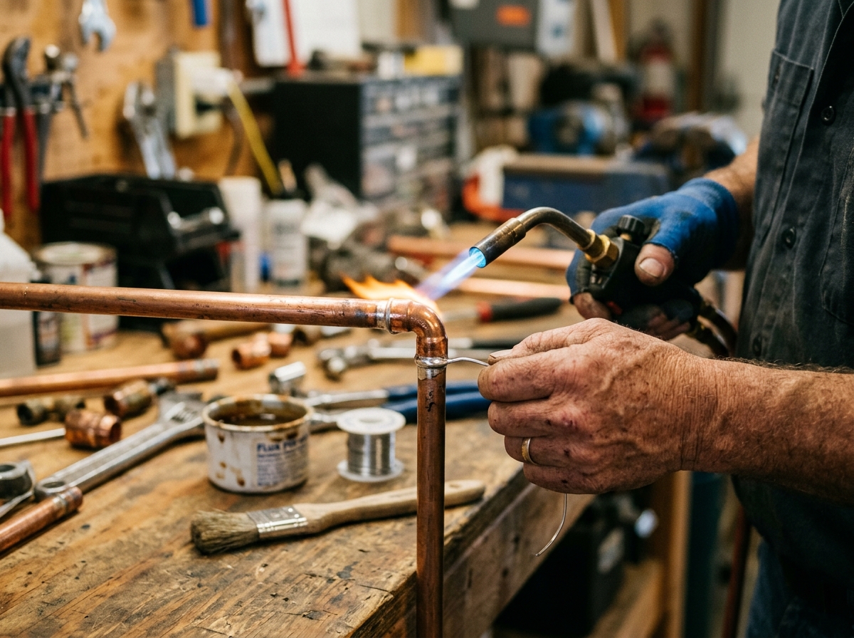 Marlin HVAC technician servicing air conditioning unit