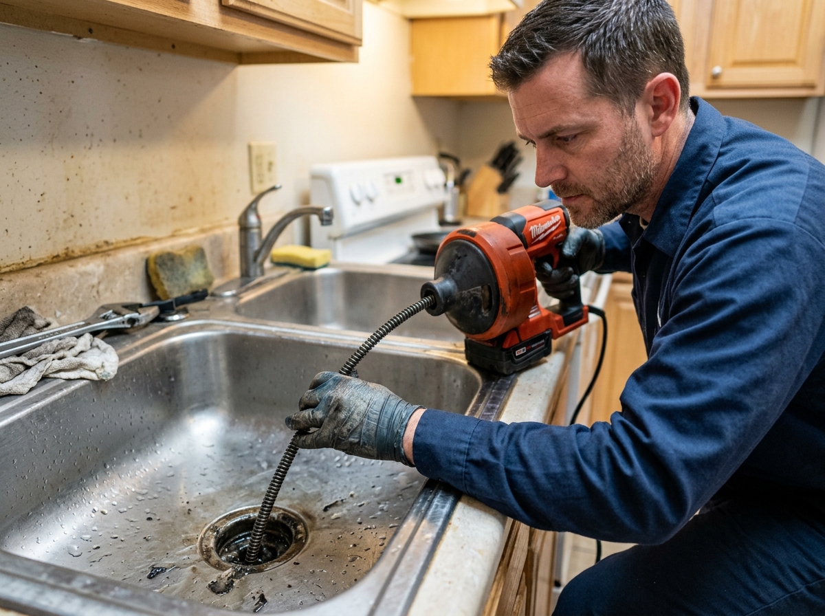 Marlin Plumbing technician performing professional drain cleaning in St. George, Utah